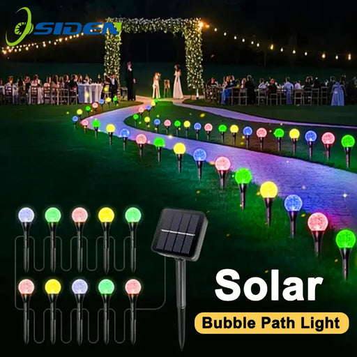 Solar bubble ball pathway lights with waterproof design and multiple lighting modes for gardens and patios