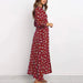 Women’s V-Neck Floral Maxi Dress – High-Waist Slit for Effortless Boho Chic - Samanta Factory