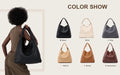 Woven Tote Bag  with Purse for Women – Large Soft Leather Shoulder Bag for Work, Beach & Travel - Samanta Factory