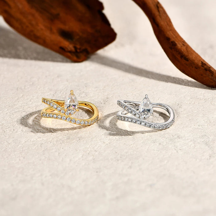 Pear Cut Moissanite Ring – 0.8CT D VVS1 S925 Sterling Silver