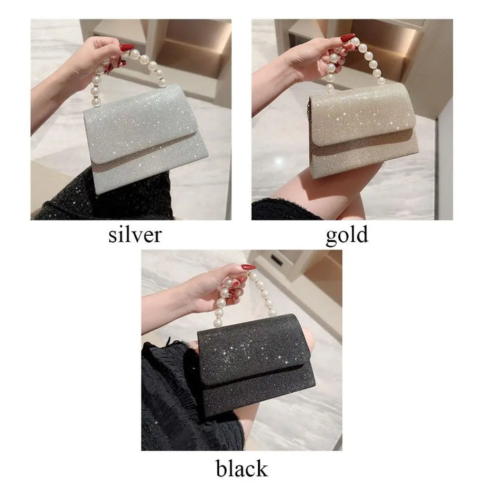 Women's Evening Clutch Bag – Soft Polyester Banquet Handbag with Metal Detailing