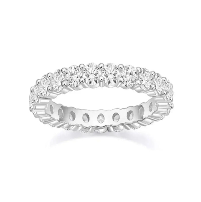 Sterling Silver CZ Eternity Stackable Ring – Women’s Round Cut Wedding Band SF
