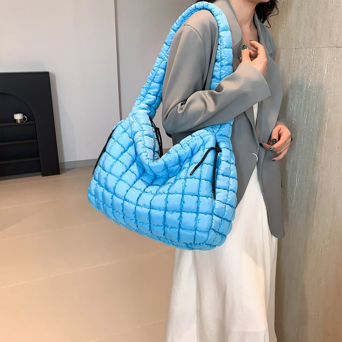 Women’s Puffer Shoulder Bag – Fashion Bubble Tote with Large Capacity