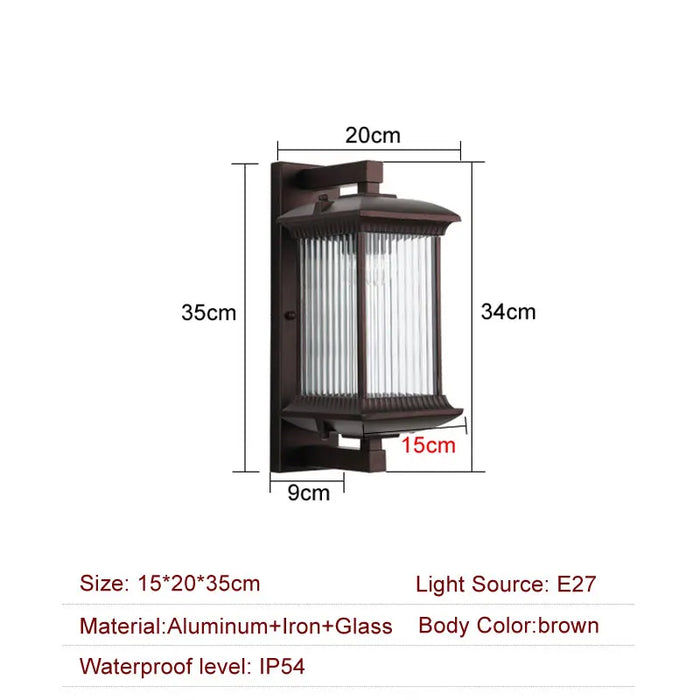 Vintage Wall Lamp – Brown Aluminum & Glass Sconce for Indoor & Outdoor Spaces
