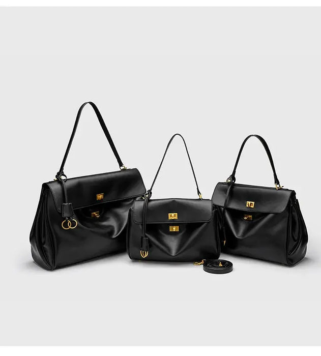 Microfiber Leather Shoulder Bag – Large Square with Lock SF