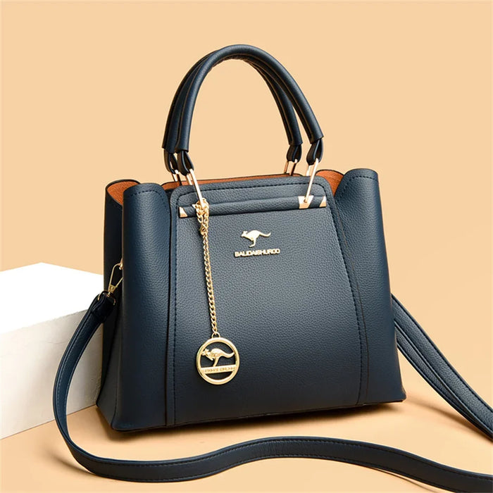Women’s Soft PU Leather Handbag – Fashionable Casual Tote with Sequined Detail - Samanta Factory