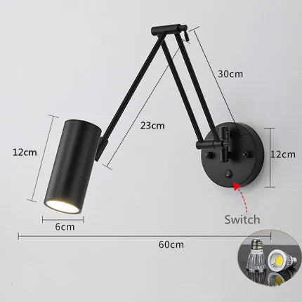 Modern Wall-Mounted LED Lamp – Adjustable Swing Arm with Warm/Cold Light for Bedrooms & Living Rooms - Samanta Factory