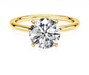 Certified 14K gold moissanite ring with round-cut D color stone in prong setting

