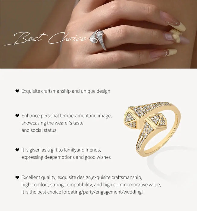 Double Snake Moissanite Ring – S925 Silver Adjustable Design SF