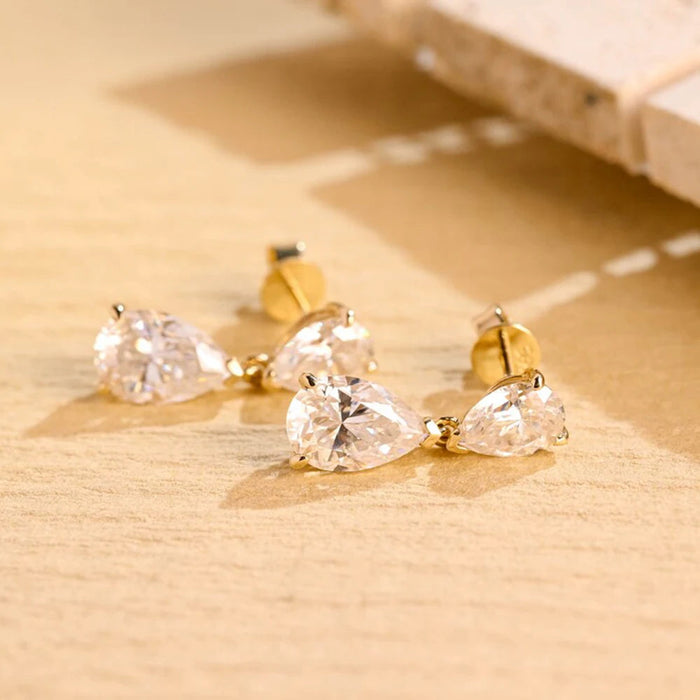 Moissanite Drop Earrings in 925 Sterling Silver | GRA Certified D Color VVS1 SF