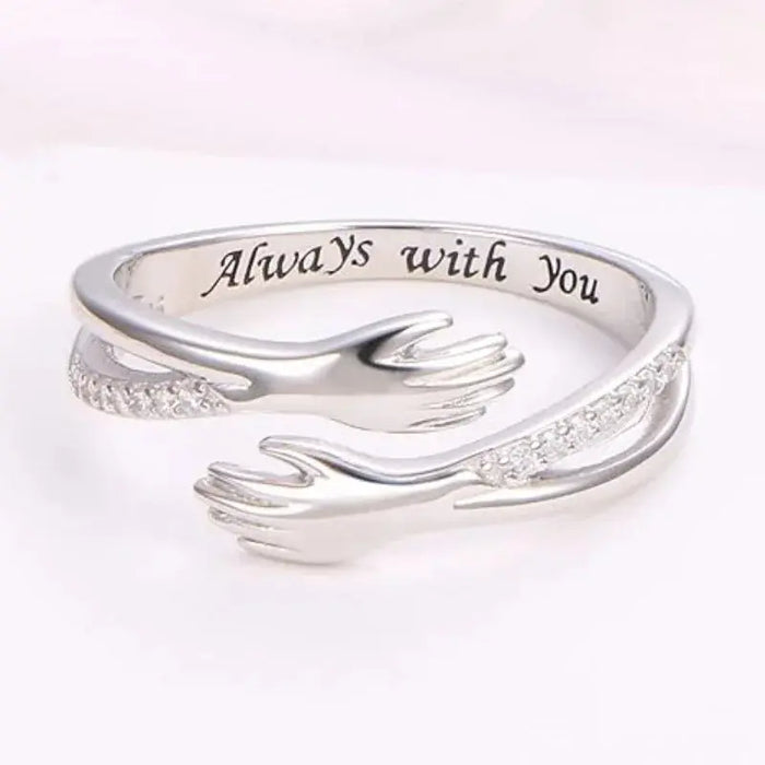 Geometric Silver Ring – Trendy Pave-Set Cubic Zirconia SF