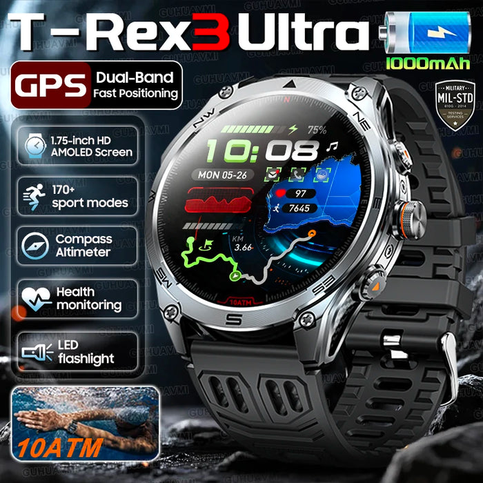 Outdoor GPS smartwatch with AMOLED display, waterproof design, and health tracking features