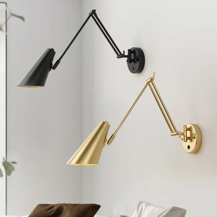 Modern Wall-Mounted LED Lamp – Adjustable Swing Arm with Warm/Cold Light for Bedrooms & Living Rooms - Samanta Factory