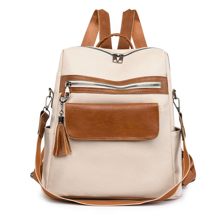 Compact PU Softback Backpack – Fashionable Tassel Design for Women