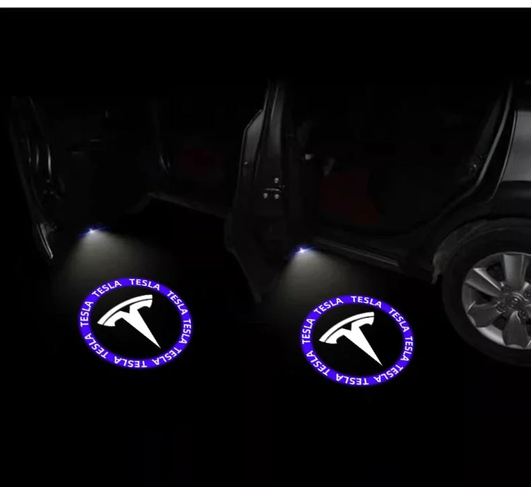 Tesla 2Pcs Car Door Projector Welcome Lights Accessories For Tesla Model 3 S X Y Cybertruck Roadster SpaceX Car Accessories - Samanta Factory