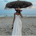 Beainmmry slim-fit mid-calf dress with square neckline and full sleeves for spring and summer