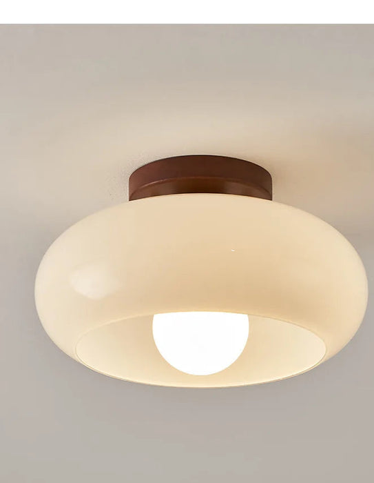 Modern LED Ceiling Light – Wooden & Glass Fixture for Home Lighting - Samanta Factory