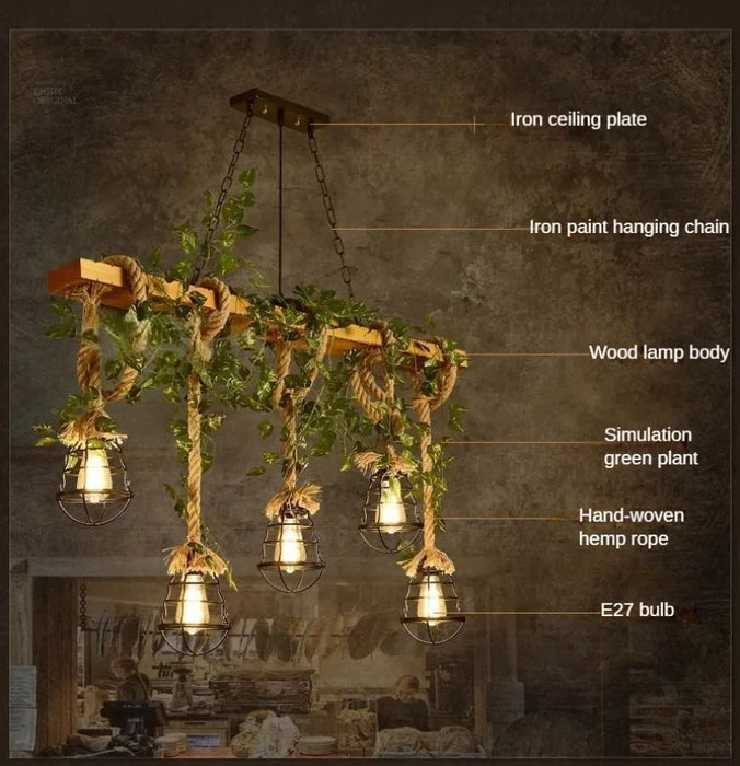 Wrought Iron Chandelier – Multi-Head Vintage Pendant Light for Restaurants & Hotels - Samanta Factory