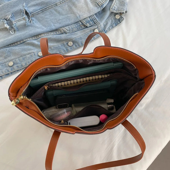 Luxurious Women’s Leather Shoulder Bag – Stylish Microfiber Synthetic Leather Casual Tote - Samanta Factory