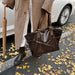 Vintage PU Leather Shoulder Tote – Soft Casual Bag with Lock Closure - Samanta Factory