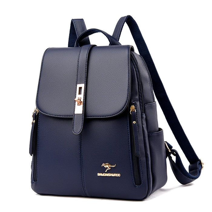 Women’s Leather Backpack – Fashionable White Shoulder Bag for Travel & School - Samanta Factory