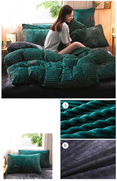3-Piece Winter Velvet Duvet Cover Set – Soft Warm Fleece with Pillowcases, Twin to King Size" - Samanta Factory