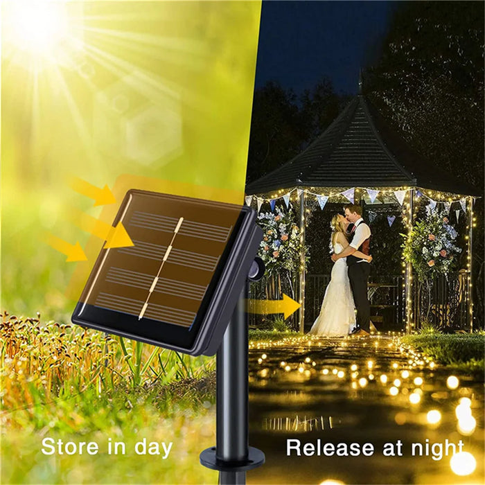 Festive Solar-Powered Curtain Lights with Waterproof Design & Remote Control - Samanta Factory