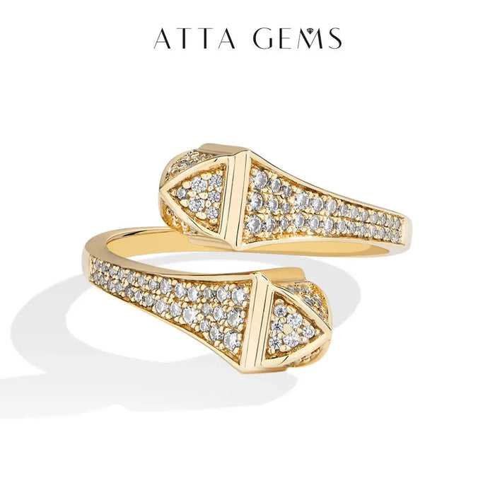 Double Snake Moissanite Ring – S925 Silver Adjustable Design SF