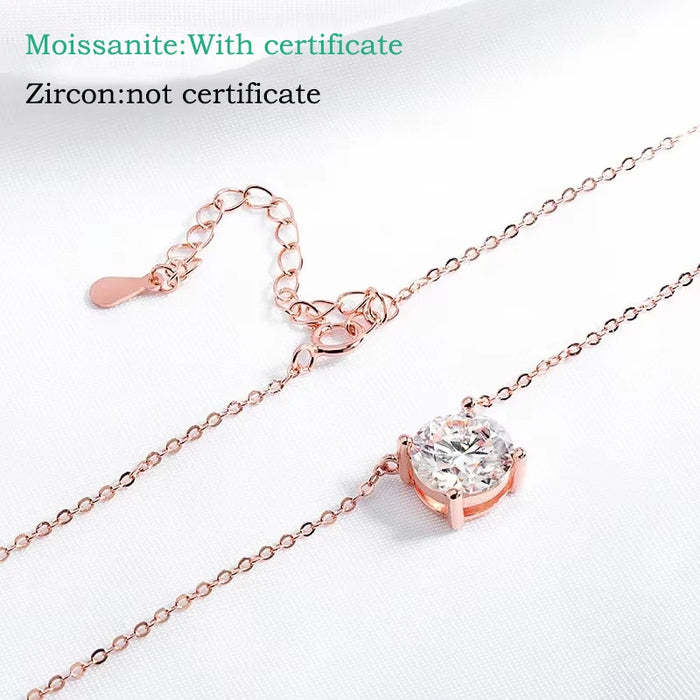 Moissanite Solitaire Necklace – Certified VVS1 Round Stone