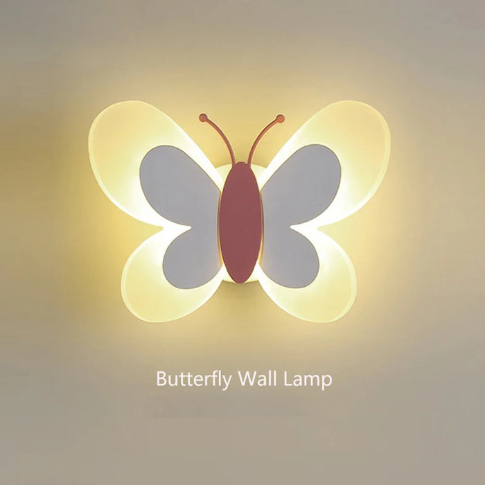 Butterfly Wall Light – LED Acrylic Lamp for Kids Room in Blue, Pink, or White