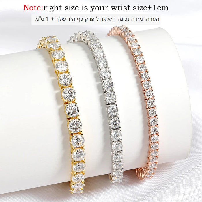 Moissanite Tennis Bracelet – 18K Gold Plated S925 Sterling Silver