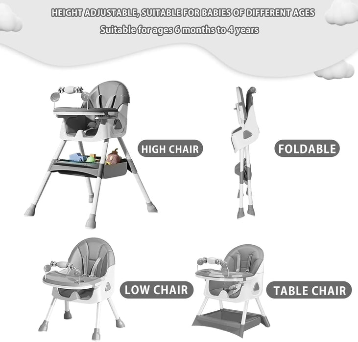 3-in-1 Baby High Chair – Adjustable Feeding Seat with Tray, Toddler & Kids Chair Conversion - Samanta Factory