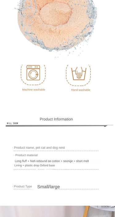 Plush Cat & Dog Nest Bed – Warm, Washable & Fluffy for Winter Comfort