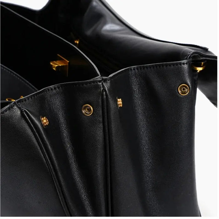 Cow Leather Shoulder Bag – Soft Tote with Large Capacity SF