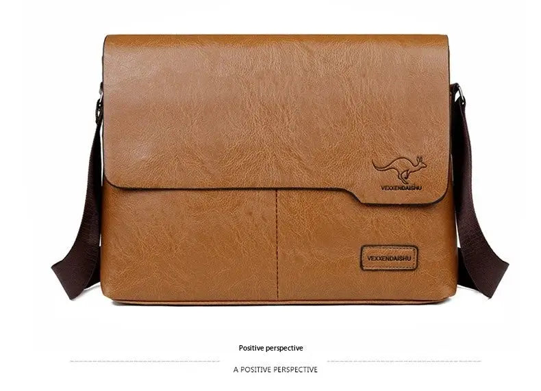 Men’s Business Satchel Bag – Slim PU Leather Shoulder Bag SF