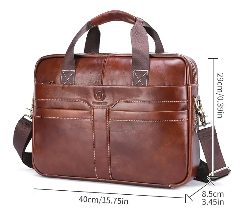 Leather Business Briefcase – Professional 15-Inch Laptop Work Bag SF