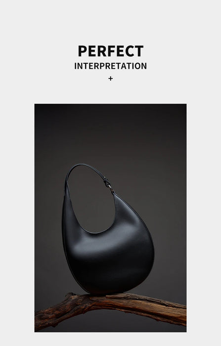 Half-Moon Shoulder Bag – Soft Versatile Leather Handbag for Women - Samanta Factory