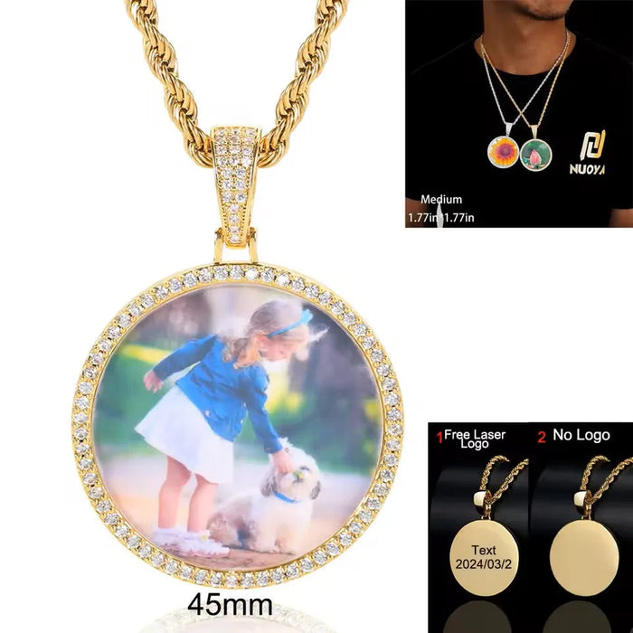 Custom Photo Necklace – Personalized Medallion Picture Pendant Chain SF