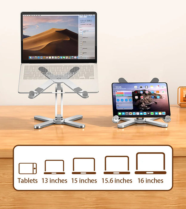 Foldable Laptop Stand 360°Rotation Notebook Table Aluminum Alloy Holder Portable Book Tablet Bracket with Heat Dissipation SF