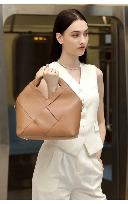 Cow Leather Shoulder Bag – Soft Satchel for Four Seasons SF