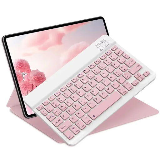 Compact Bluetooth wireless keyboard in 7 inch and 10 inch sizes with scissors switch chocolate key design rechargeable 80 hour battery for iPad Android Windows and macOS tablets and laptops