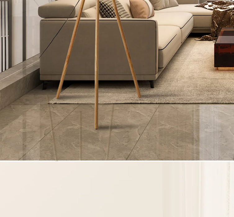 Wooden Tripod Floor Lamp – Mid-Century Modern Design with Foot Switch Control