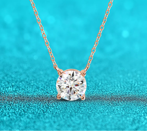 Round D-color moissanite pendant on 925 sterling silver chain