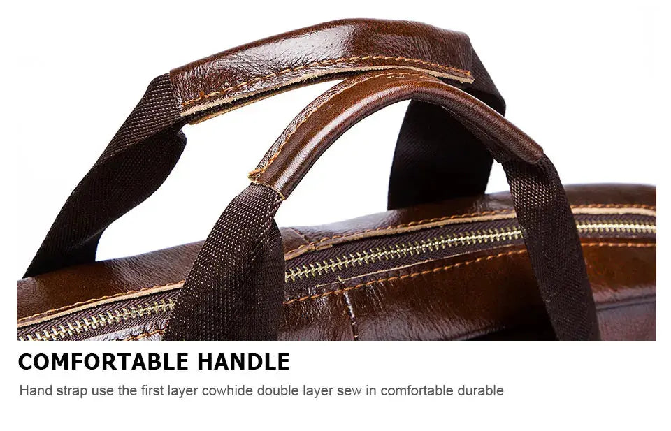 Leather Business Briefcase – Lightweight Men’s Work Tote Bag SF