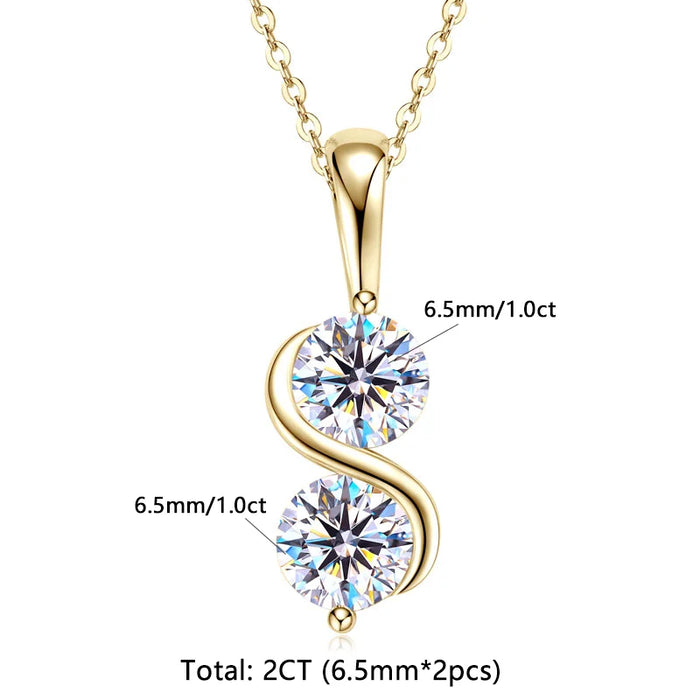 Moissanite Pendant Necklace – Twisted Round-Cut D-Color VVS1