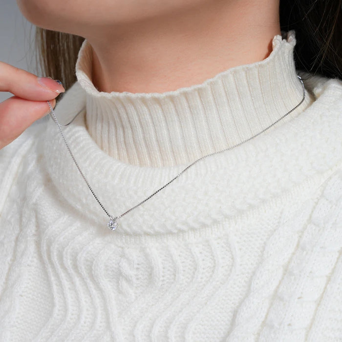 Moissanite Pendant Necklace – D-Color Round Solitaire