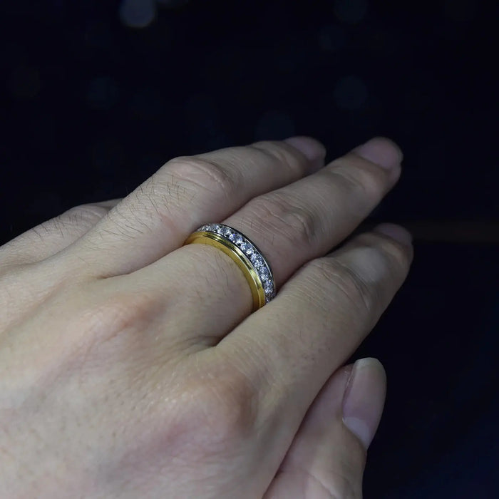 Men’s Moissanite Wedding Ring – D-Color VVS1 Sterling Silver SF