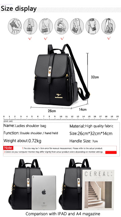 Women’s Leather Backpack – Fashionable White Shoulder Bag for Travel & School - Samanta Factory
