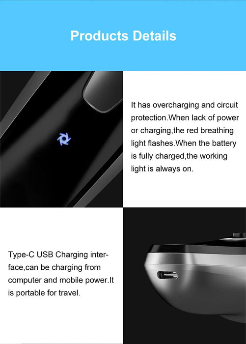 Electric Shaver for Men – 3D Floating Heads with Auto-Grinding Blades & Smart ESM System