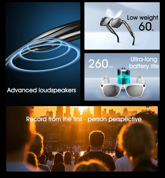 AI Smart Glasses with 6K Camera & Translation – Bluetooth Calling Music Photochromic Eyewear SF